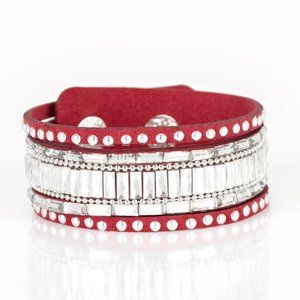 Red Wrap Bracelet with Some Bling